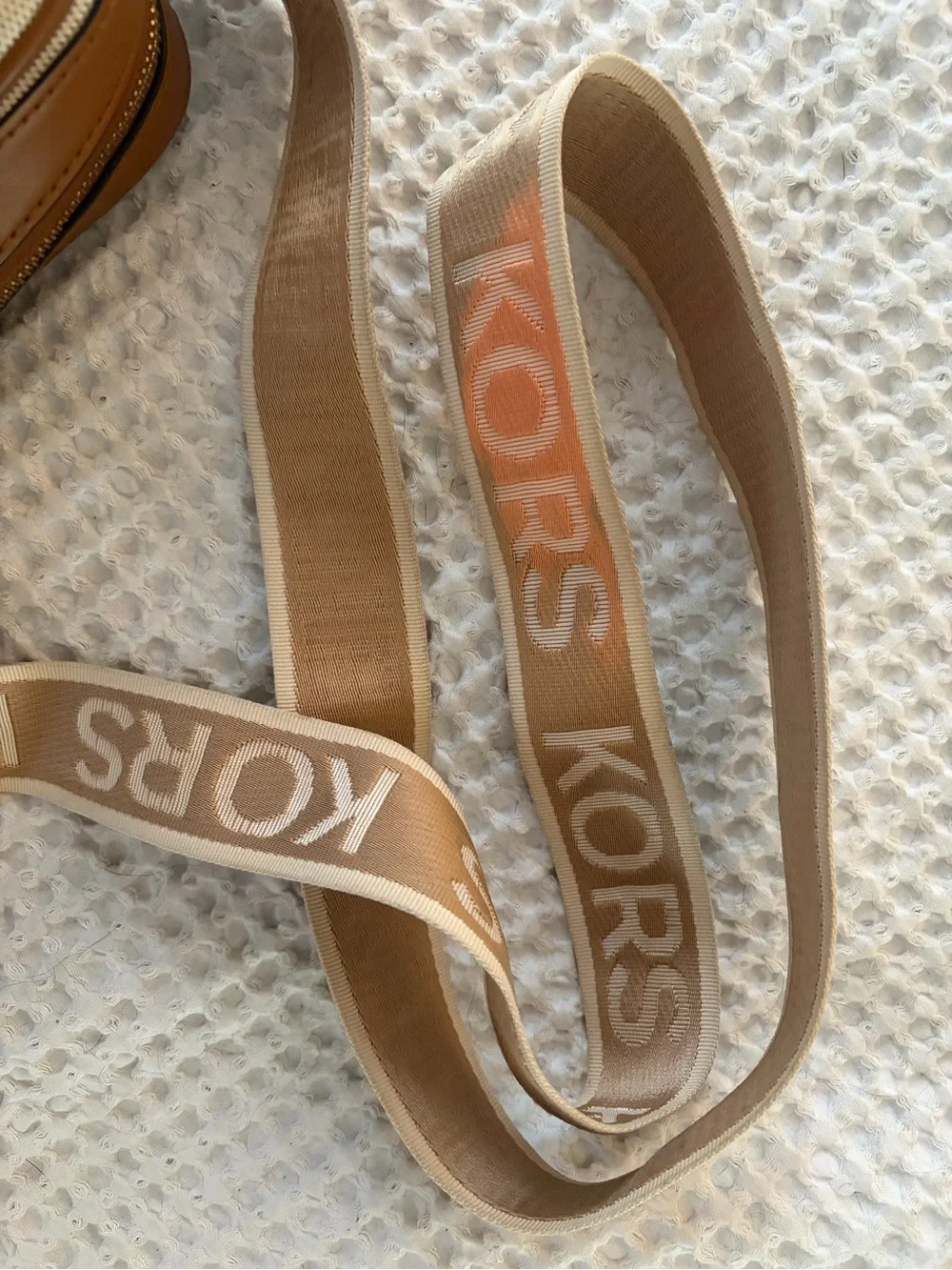 Michael Kors Tan and Cream Crossbody Messenger Bag